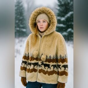 Vintage women’s northern life styles Canada faux fur jacket medium EUC